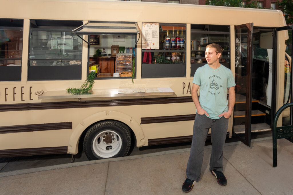 Exterior view of Buspresso mobile espresso bar in Denver Colorado