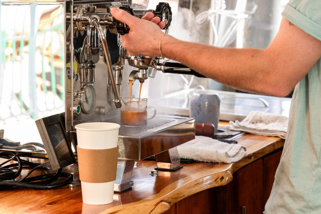 Coffee beans and espresso tools at Buspresso Denver mobile café